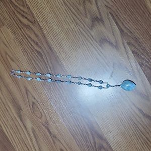 Sky Blue silver stone necklace costume jewelry teardrop Larimar argentium baby